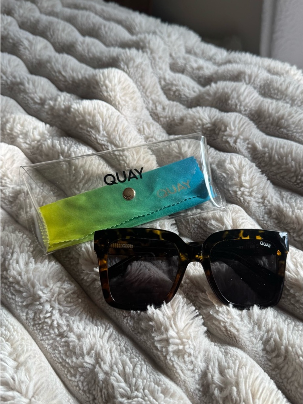 Quay Icy Tortoiseshell Square Sunglasses - Black/Brown Lenses